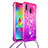 Custodia Silicone Cover Morbida Bling-Bling con Cinghia Cordino Mano S01 per Samsung Galaxy M20