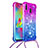 Custodia Silicone Cover Morbida Bling-Bling con Cinghia Cordino Mano S01 per Samsung Galaxy M20