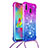 Custodia Silicone Cover Morbida Bling-Bling con Cinghia Cordino Mano S01 per Samsung Galaxy M20 Viola