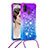 Custodia Silicone Cover Morbida Bling-Bling con Cinghia Cordino Mano S01 per Samsung Galaxy M30s Viola