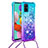 Custodia Silicone Cover Morbida Bling-Bling con Cinghia Cordino Mano S01 per Samsung Galaxy M40S