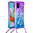 Custodia Silicone Cover Morbida Bling-Bling con Cinghia Cordino Mano S01 per Samsung Galaxy M40S Viola