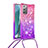 Custodia Silicone Cover Morbida Bling-Bling con Cinghia Cordino Mano S01 per Samsung Galaxy Note 20 5G