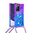 Custodia Silicone Cover Morbida Bling-Bling con Cinghia Cordino Mano S01 per Samsung Galaxy Note 20 Ultra 5G Viola