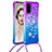 Custodia Silicone Cover Morbida Bling-Bling con Cinghia Cordino Mano S01 per Samsung Galaxy S20 5G Viola