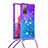 Custodia Silicone Cover Morbida Bling-Bling con Cinghia Cordino Mano S01 per Samsung Galaxy S20 Lite 5G Viola