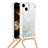 Custodia Silicone Cover Morbida Bling-Bling con Cinghia Cordino Mano S02 per Apple iPhone 13 Argento