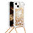 Custodia Silicone Cover Morbida Bling-Bling con Cinghia Cordino Mano S02 per Apple iPhone 14 Plus Oro