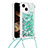 Custodia Silicone Cover Morbida Bling-Bling con Cinghia Cordino Mano S02 per Apple iPhone 14 Plus Verde
