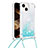 Custodia Silicone Cover Morbida Bling-Bling con Cinghia Cordino Mano S02 per Apple iPhone 15 Plus Cielo Blu
