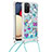 Custodia Silicone Cover Morbida Bling-Bling con Cinghia Cordino Mano S02 per Samsung Galaxy A03s