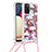 Custodia Silicone Cover Morbida Bling-Bling con Cinghia Cordino Mano S02 per Samsung Galaxy A03s Rosso