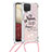 Custodia Silicone Cover Morbida Bling-Bling con Cinghia Cordino Mano S02 per Samsung Galaxy A12 Nacho Multicolore