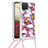 Custodia Silicone Cover Morbida Bling-Bling con Cinghia Cordino Mano S02 per Samsung Galaxy A12 Nacho Rosso