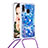 Custodia Silicone Cover Morbida Bling-Bling con Cinghia Cordino Mano S02 per Samsung Galaxy A20e Blu