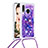Custodia Silicone Cover Morbida Bling-Bling con Cinghia Cordino Mano S02 per Samsung Galaxy A20e Viola