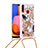 Custodia Silicone Cover Morbida Bling-Bling con Cinghia Cordino Mano S02 per Samsung Galaxy A20s