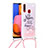 Custodia Silicone Cover Morbida Bling-Bling con Cinghia Cordino Mano S02 per Samsung Galaxy A20s Multicolore