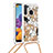 Custodia Silicone Cover Morbida Bling-Bling con Cinghia Cordino Mano S02 per Samsung Galaxy A21