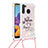 Custodia Silicone Cover Morbida Bling-Bling con Cinghia Cordino Mano S02 per Samsung Galaxy A21 Multicolore
