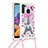 Custodia Silicone Cover Morbida Bling-Bling con Cinghia Cordino Mano S02 per Samsung Galaxy A21 Rosa