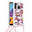 Custodia Silicone Cover Morbida Bling-Bling con Cinghia Cordino Mano S02 per Samsung Galaxy A21 Rosso