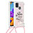 Custodia Silicone Cover Morbida Bling-Bling con Cinghia Cordino Mano S02 per Samsung Galaxy A21s Multicolore