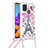Custodia Silicone Cover Morbida Bling-Bling con Cinghia Cordino Mano S02 per Samsung Galaxy A21s Rosa
