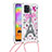 Custodia Silicone Cover Morbida Bling-Bling con Cinghia Cordino Mano S02 per Samsung Galaxy A31 Rosa