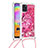 Custodia Silicone Cover Morbida Bling-Bling con Cinghia Cordino Mano S02 per Samsung Galaxy A31 Rosa Caldo