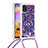 Custodia Silicone Cover Morbida Bling-Bling con Cinghia Cordino Mano S02 per Samsung Galaxy A31 Viola
