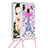 Custodia Silicone Cover Morbida Bling-Bling con Cinghia Cordino Mano S02 per Samsung Galaxy A40 Rosa