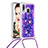 Custodia Silicone Cover Morbida Bling-Bling con Cinghia Cordino Mano S02 per Samsung Galaxy A40 Viola