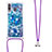 Custodia Silicone Cover Morbida Bling-Bling con Cinghia Cordino Mano S02 per Samsung Galaxy A40s Blu