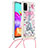 Custodia Silicone Cover Morbida Bling-Bling con Cinghia Cordino Mano S02 per Samsung Galaxy A41