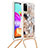 Custodia Silicone Cover Morbida Bling-Bling con Cinghia Cordino Mano S02 per Samsung Galaxy A41 Oro