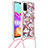 Custodia Silicone Cover Morbida Bling-Bling con Cinghia Cordino Mano S02 per Samsung Galaxy A41 Rosso