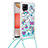 Custodia Silicone Cover Morbida Bling-Bling con Cinghia Cordino Mano S02 per Samsung Galaxy A42 5G Cielo Blu