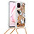 Custodia Silicone Cover Morbida Bling-Bling con Cinghia Cordino Mano S02 per Samsung Galaxy A81 Oro