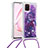 Custodia Silicone Cover Morbida Bling-Bling con Cinghia Cordino Mano S02 per Samsung Galaxy A81 Viola