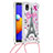 Custodia Silicone Cover Morbida Bling-Bling con Cinghia Cordino Mano S02 per Samsung Galaxy M01 Core Rosa