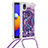 Custodia Silicone Cover Morbida Bling-Bling con Cinghia Cordino Mano S02 per Samsung Galaxy M01 Core Viola