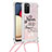 Custodia Silicone Cover Morbida Bling-Bling con Cinghia Cordino Mano S02 per Samsung Galaxy M02s