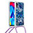 Custodia Silicone Cover Morbida Bling-Bling con Cinghia Cordino Mano S02 per Samsung Galaxy M10