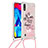 Custodia Silicone Cover Morbida Bling-Bling con Cinghia Cordino Mano S02 per Samsung Galaxy M10 Rosa