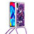 Custodia Silicone Cover Morbida Bling-Bling con Cinghia Cordino Mano S02 per Samsung Galaxy M10 Viola