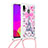 Custodia Silicone Cover Morbida Bling-Bling con Cinghia Cordino Mano S02 per Samsung Galaxy M10S Rosa