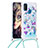 Custodia Silicone Cover Morbida Bling-Bling con Cinghia Cordino Mano S02 per Samsung Galaxy M21