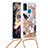Custodia Silicone Cover Morbida Bling-Bling con Cinghia Cordino Mano S02 per Samsung Galaxy M21 Oro
