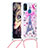 Custodia Silicone Cover Morbida Bling-Bling con Cinghia Cordino Mano S02 per Samsung Galaxy M21 Rosa